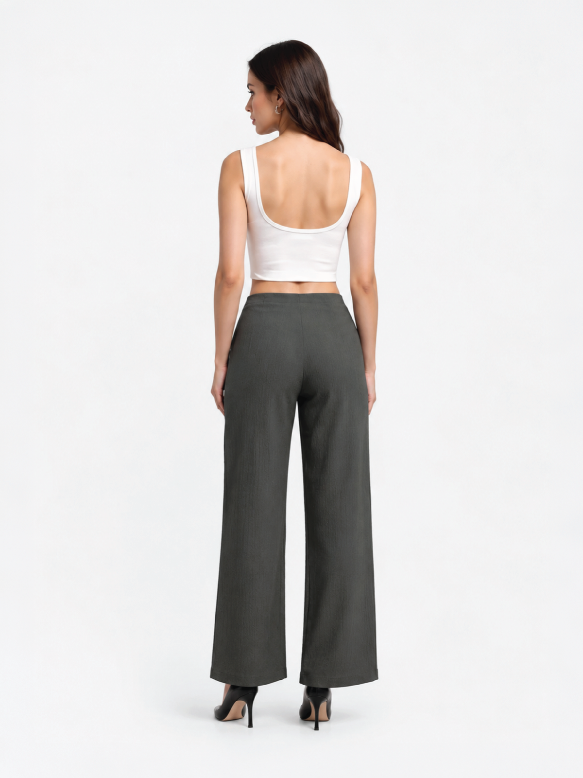 Bubble-Weave Tailored Pants - Dark Grey