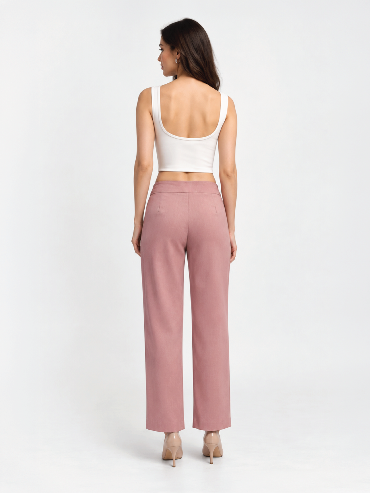 Belted Overlap Trousers - Pastel Pink