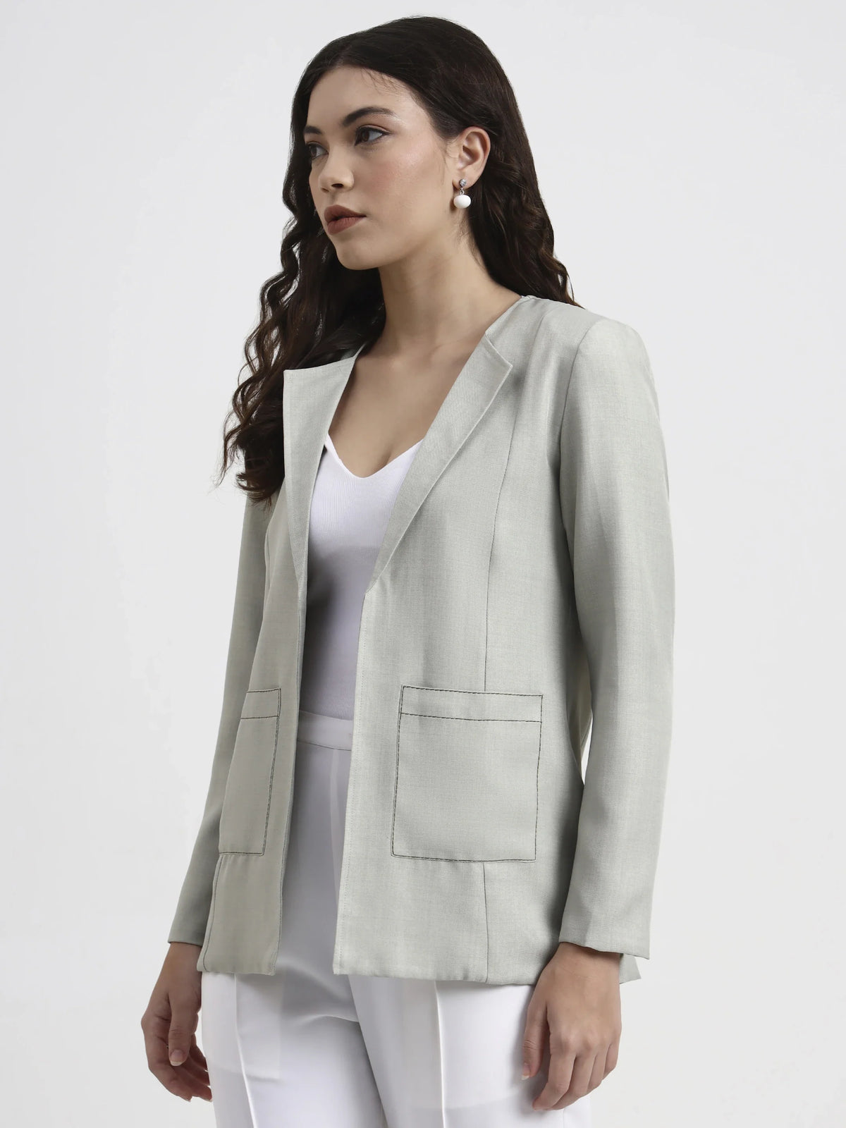 Embroidered Structured Blazer - Mist
