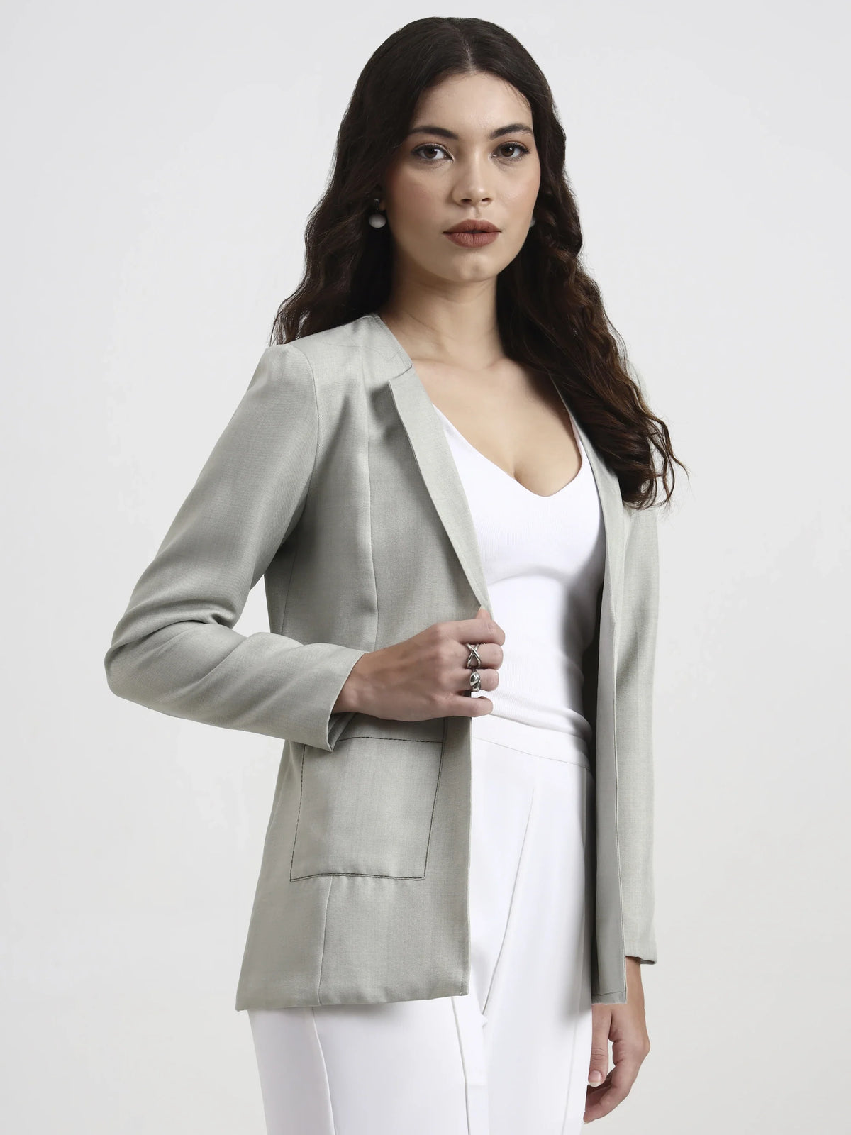 Embroidered Structured Blazer - Mist