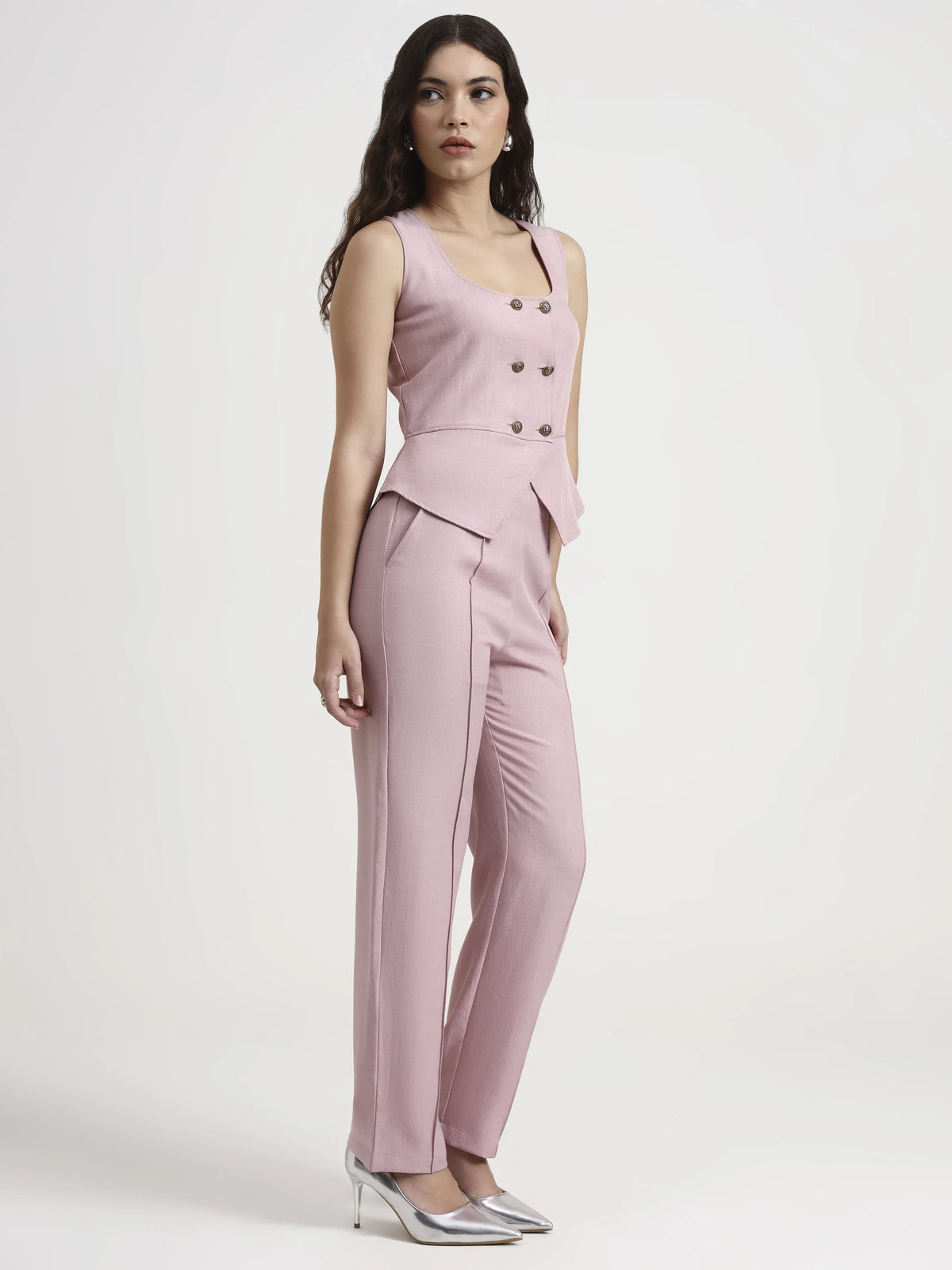 Double-Breasted Co-ord Set - Blush Pink