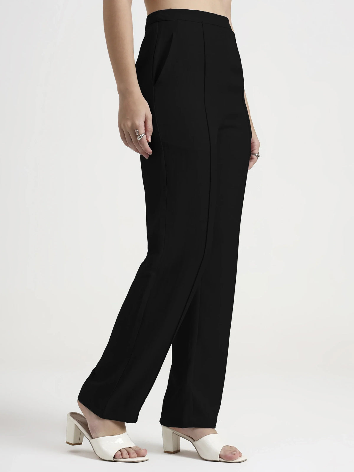 Straight Pleated Trouser - Black