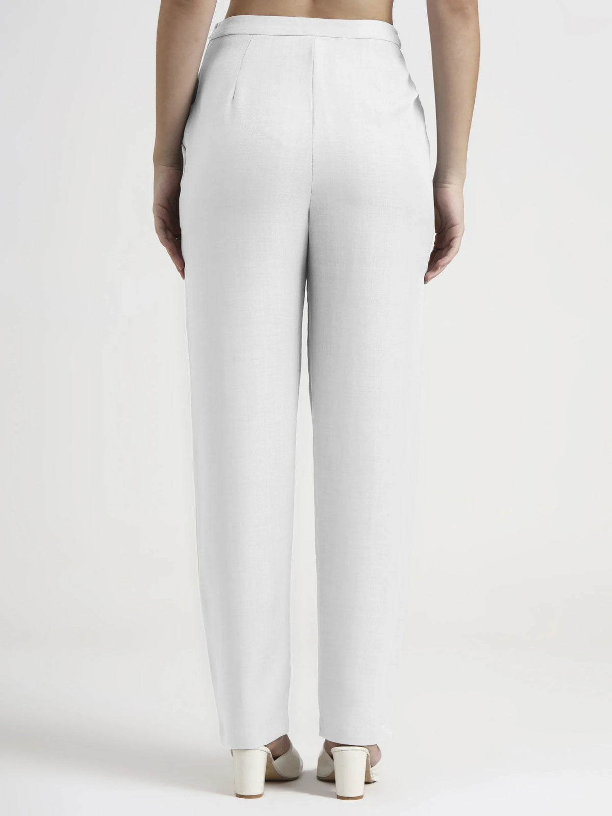 Straight Pleated Trouser - White