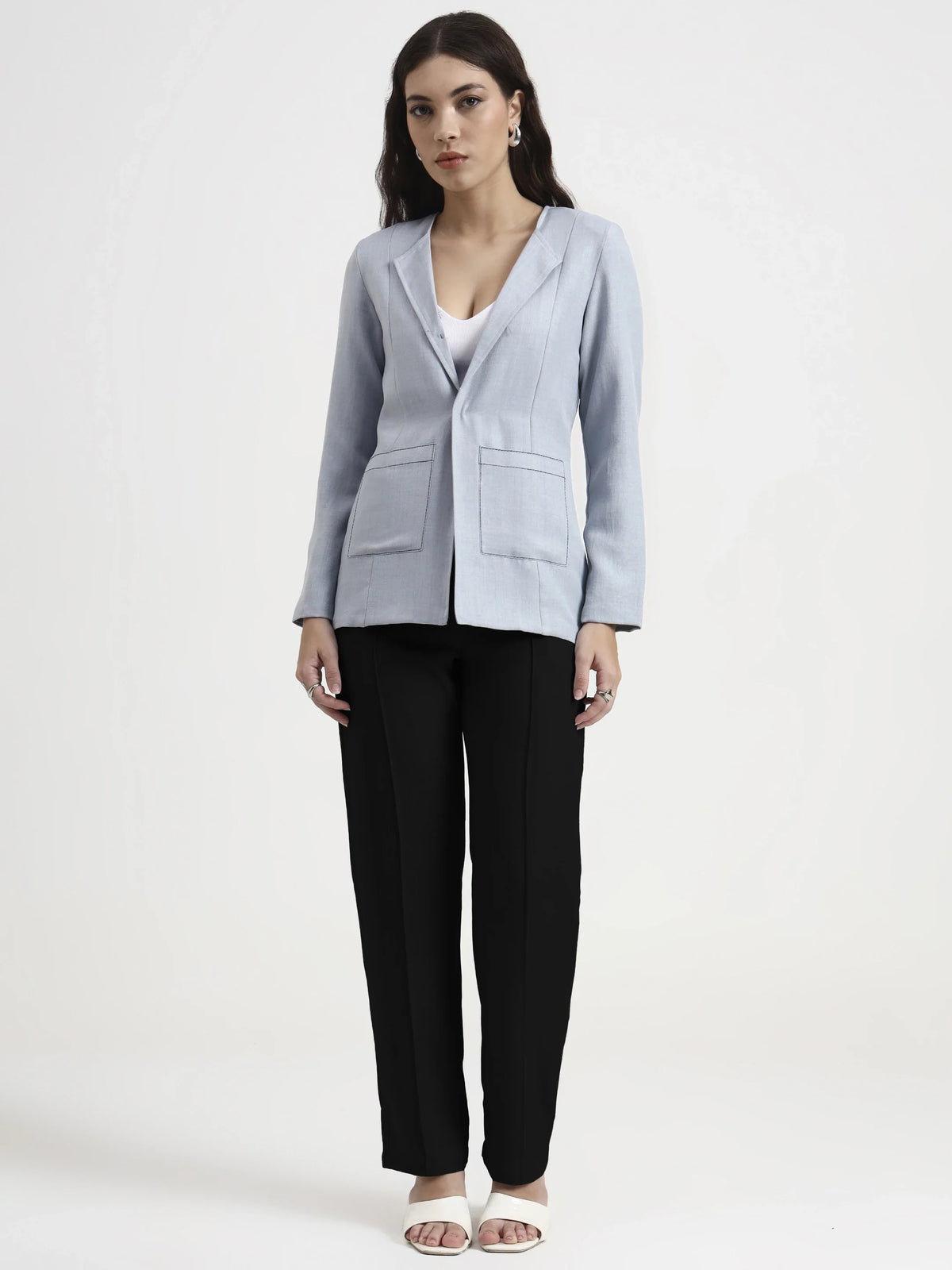 Straight Pleated Trouser - Black