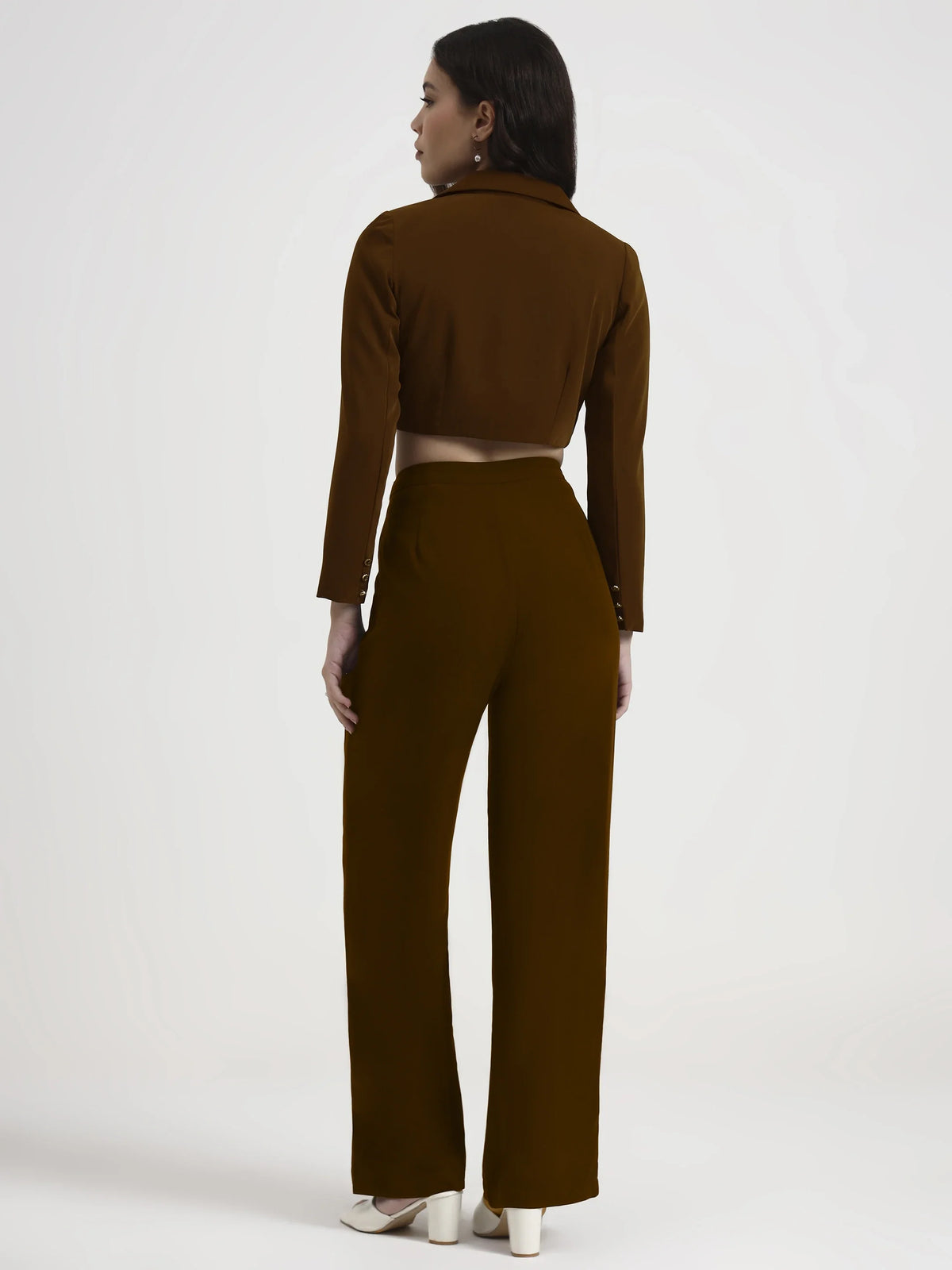 Detailed Crop Co-ord - Brown