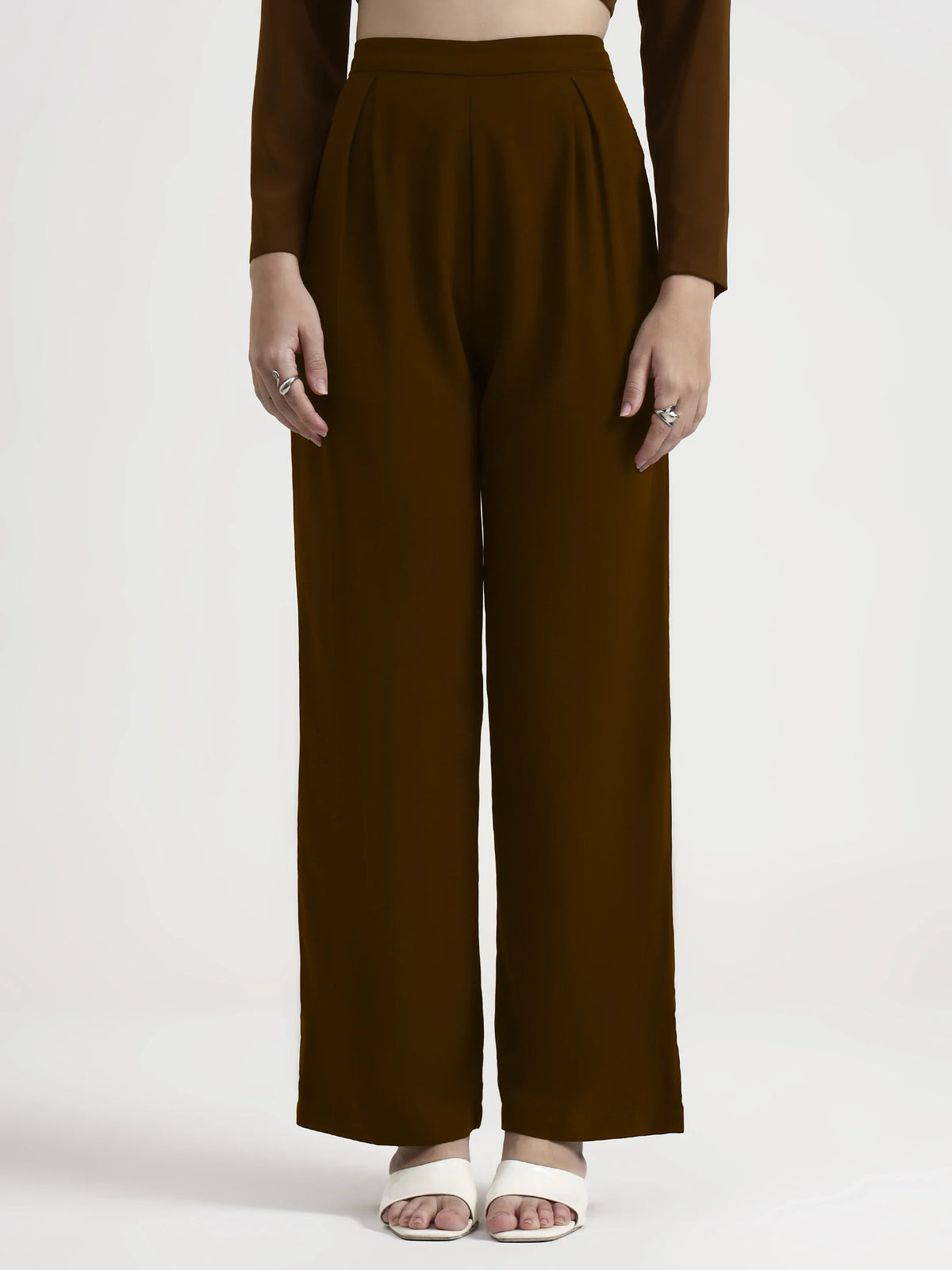 Detailed Crop Co-ord - Brown