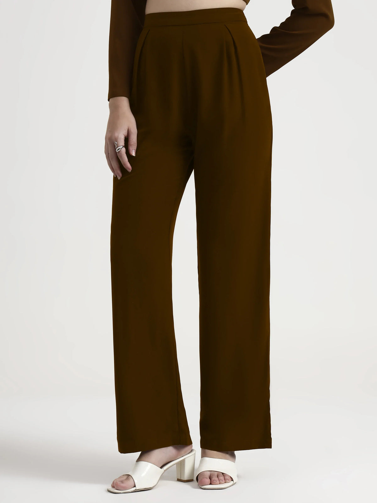 Detailed Crop Co-ord - Brown