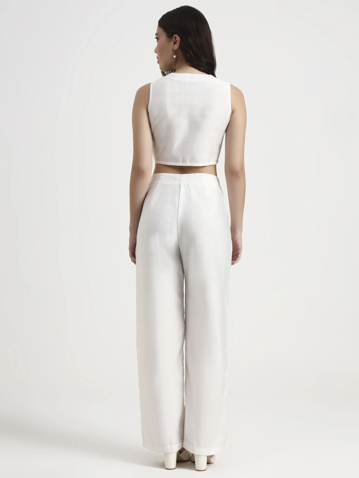 Pleated Trouser Waistcoat Co-ord - White