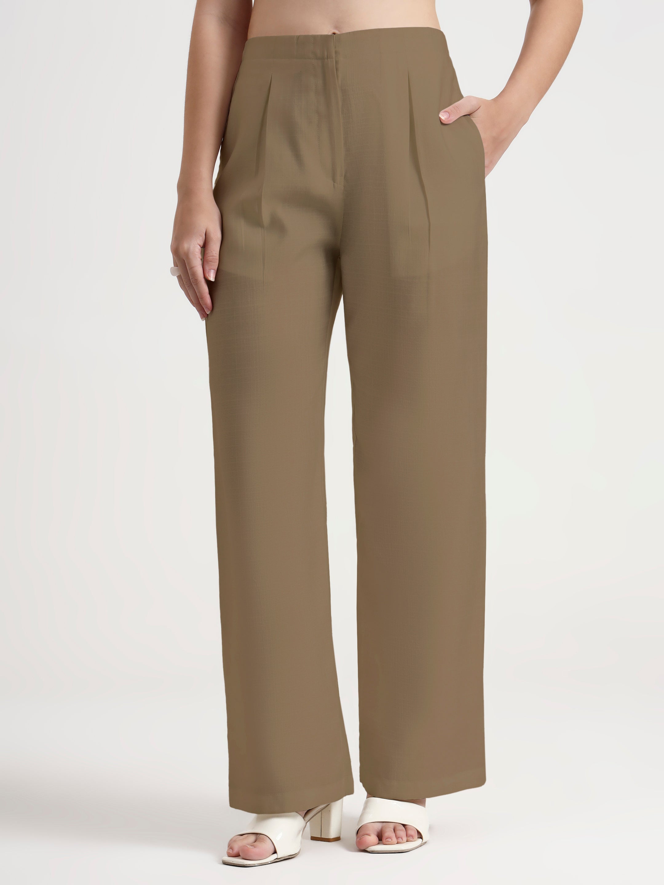 Pleated Trouser Waistcoat Co-ord - Khaki Brown 2.0